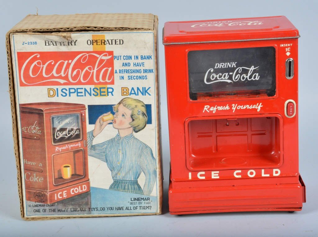 LINEMAR Battery Op COCA COLA DISPENSER BANK w/BOX (1 of 4)