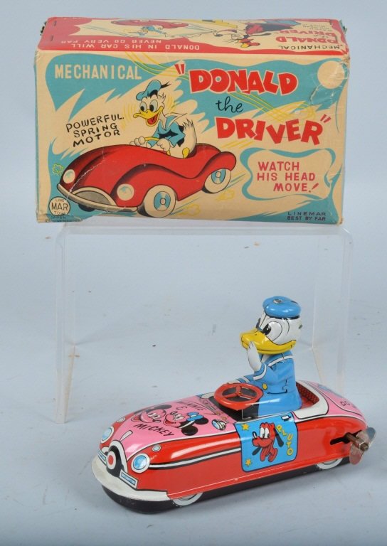 LINEMAR Tin Windup DONALD DUCK DRIVER w/ BOX (1 of 6)