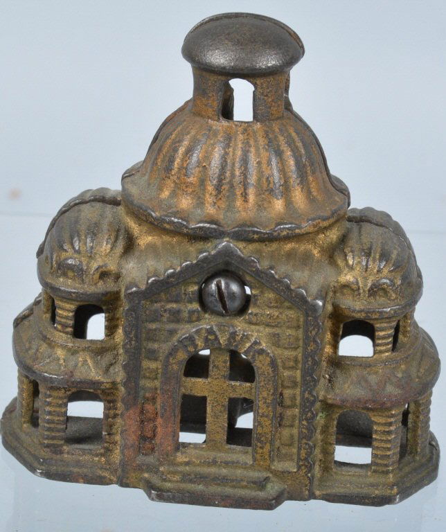 GREY IRON Small  DOMED MOSQUE STILL BANK (1 of 4)