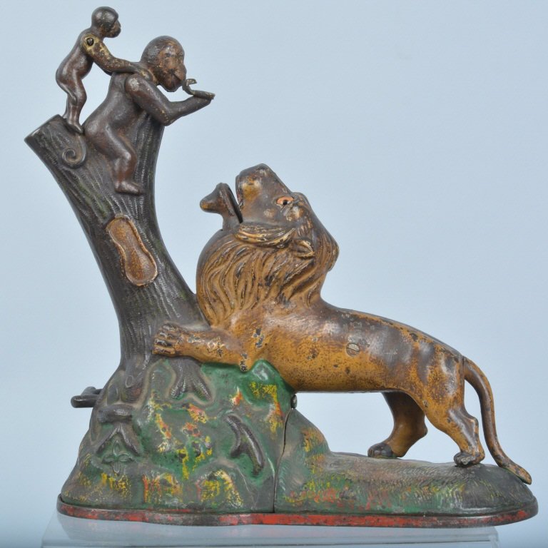 LION AND MONKEYS MECHANICAL BANK (1 of 6)