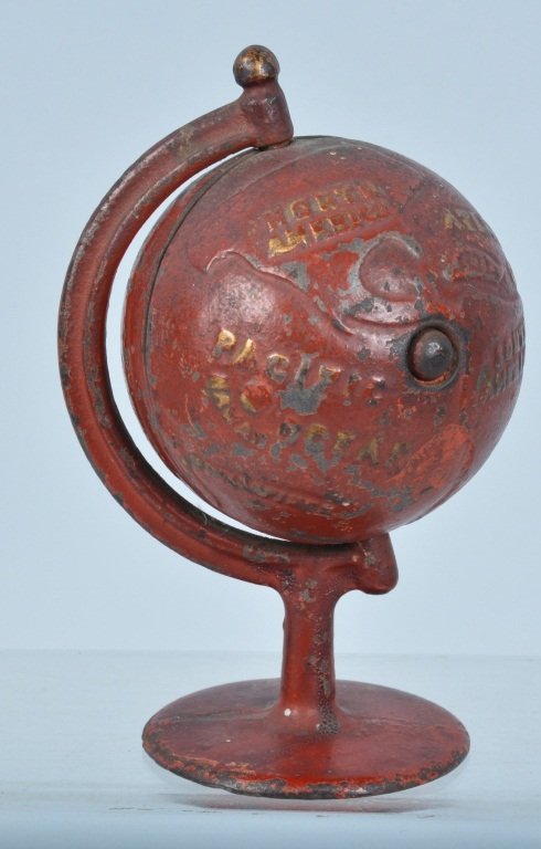 GREY IRON GLOBE ON ARC STILL BANK (1 of 4)