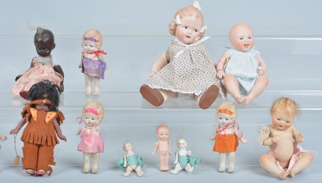 12- Vintage MINIATURE BISQUE DOLLS (1 of 4)