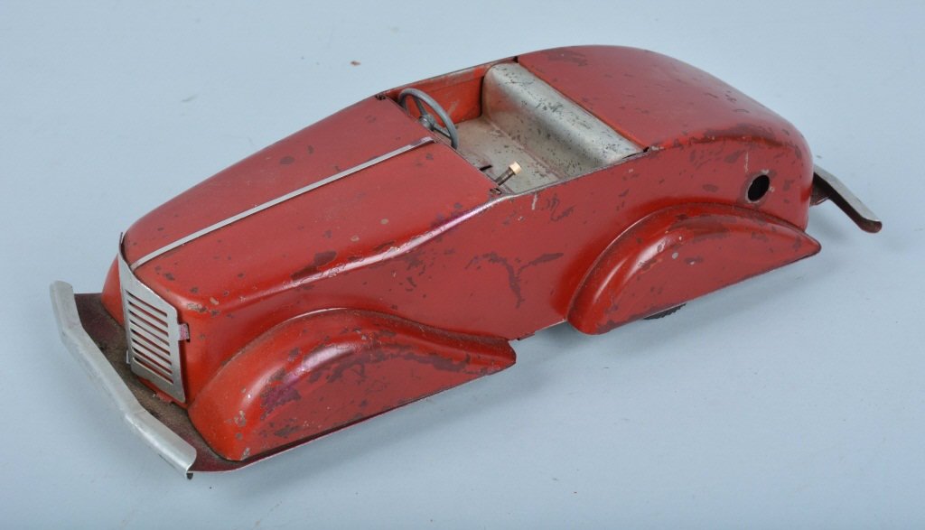 Unusual Tin Windup SPORTSTER CAR w/ GEAR SHIFT (1 of 5)