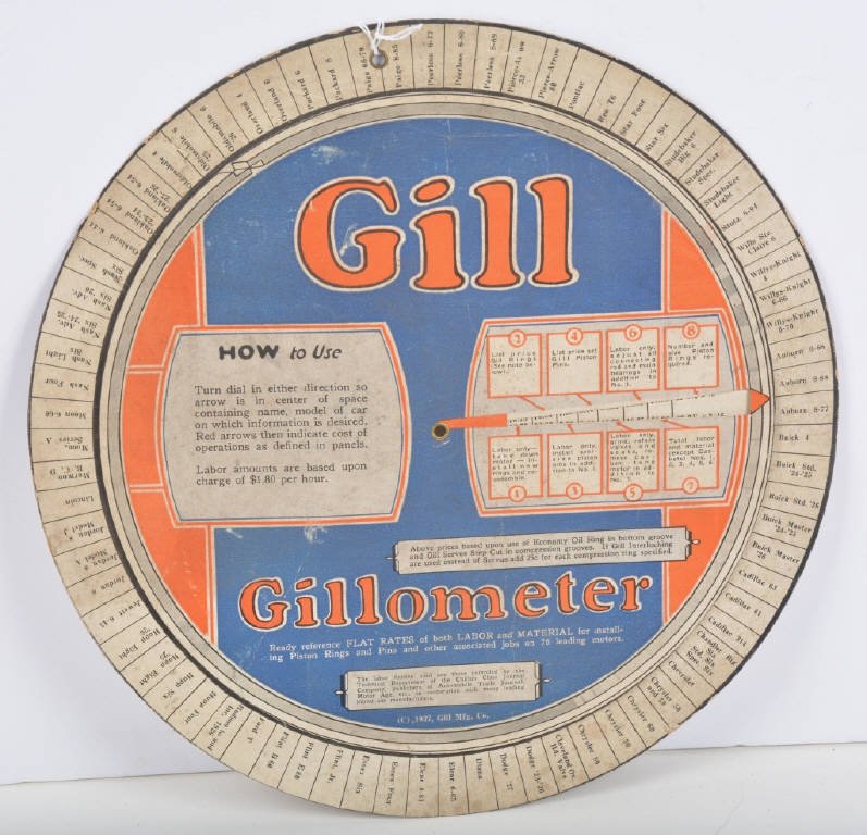 1927 GILL PISTON RINGS ADVERTISING LABOR CHART (1 of 3)