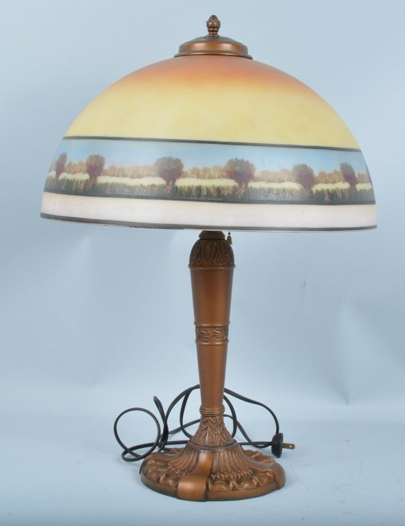 VINTAGE LAMP WITH HAND PAINTED SHADE (1 of 8)