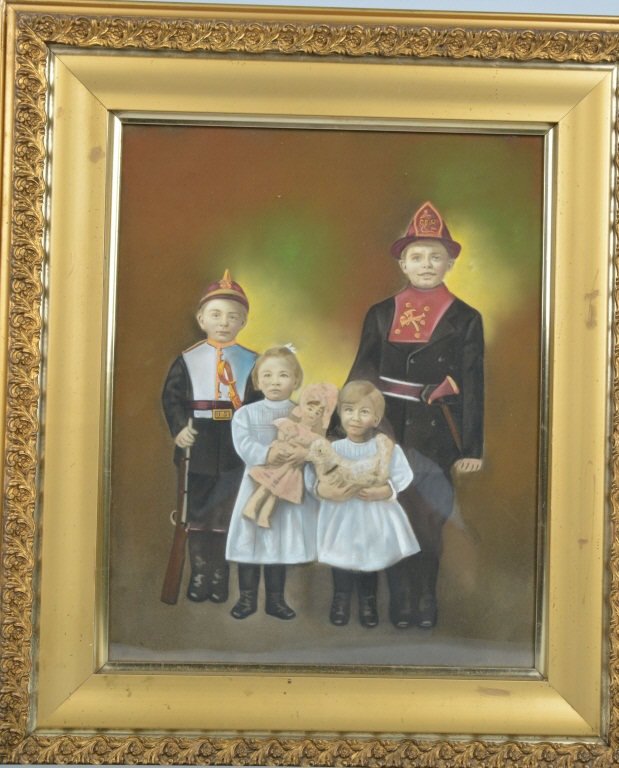 EARLY HAND COLOR PHOTO OF CHILDREN FIREMEN (1 of 5)