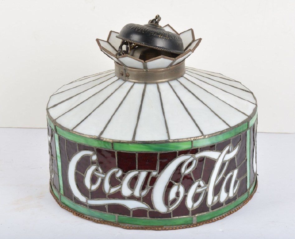Vintage COCA COLA STAIN GLASS HANGING LAMP (1 of 5)