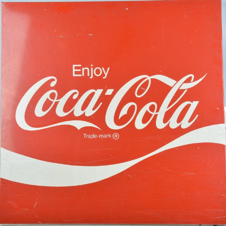 ENJOY COCA COLA TIN ADVERTISING SIGN (1 of 2)