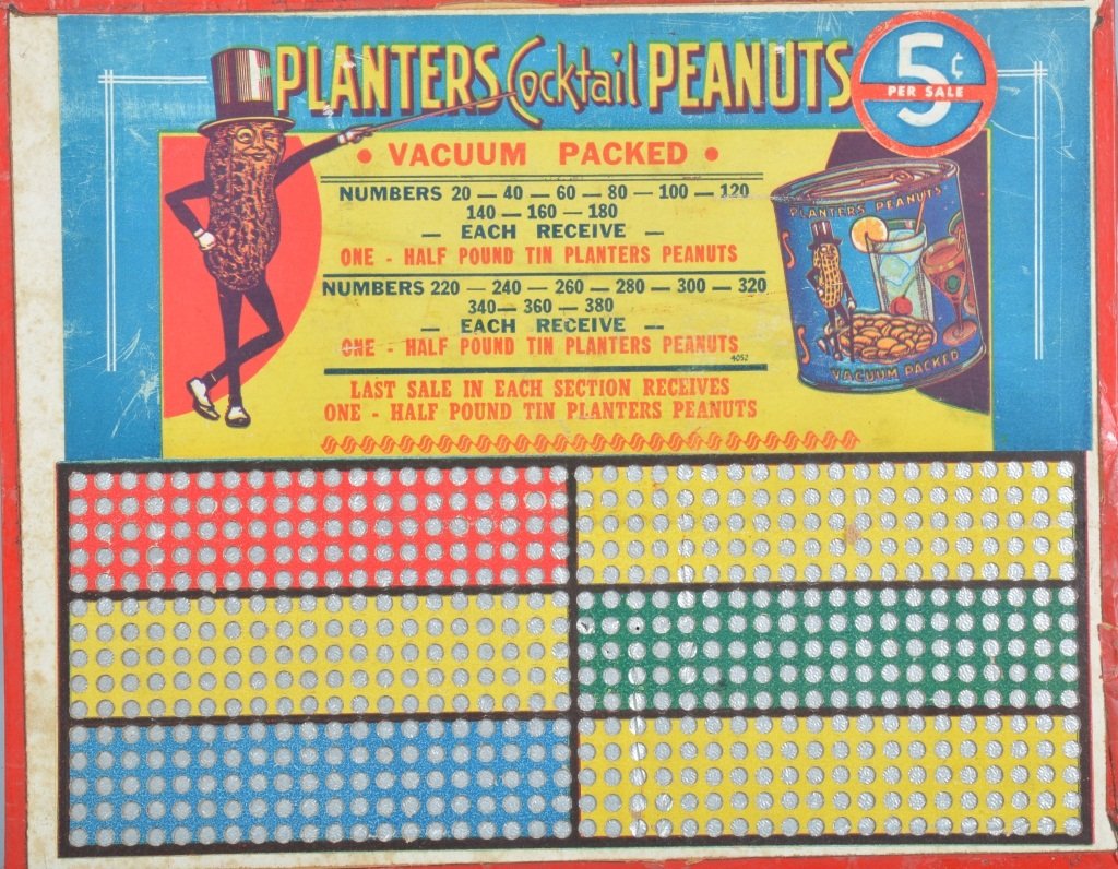 Early PLANTERS PEANUTS PUNCH BOARD GAME (1 of 3)