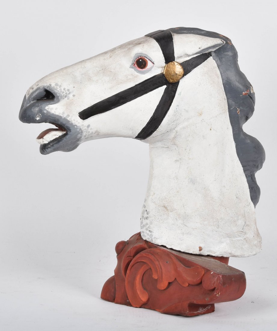 Early CARVED WOODEN CAROUSEL HORSE HEAD (1 of 5)
