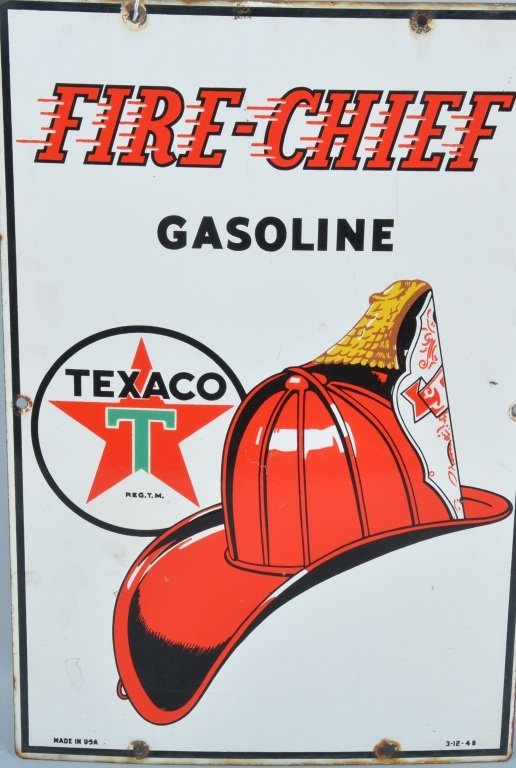 TEXACO FIRE CHIEF PORCELAIN GAS PUMP SIGN (1 of 4)