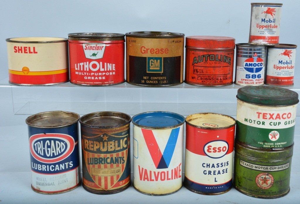 Lot of 10 GAS & OIL COMPANY GREASE TINS & MORE (1 of 2)