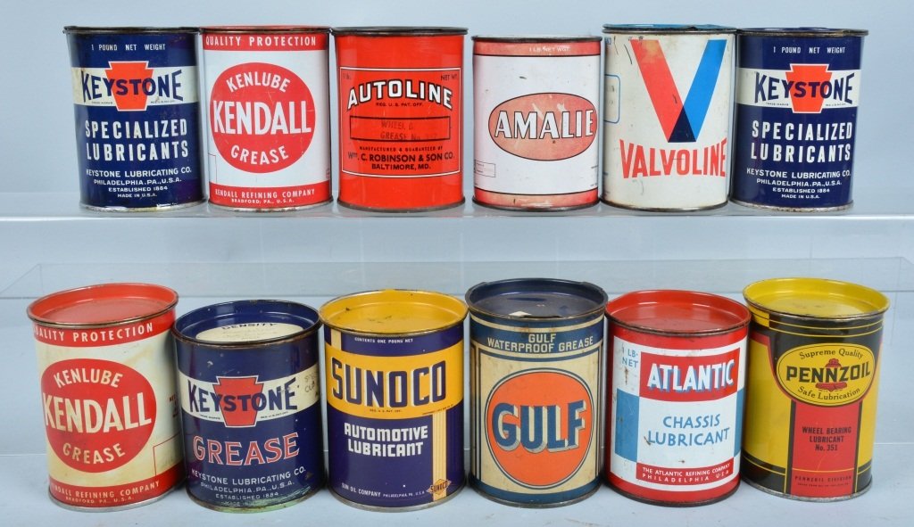 12- GAS & OIL GREASE TIN CANS (1 of 6)