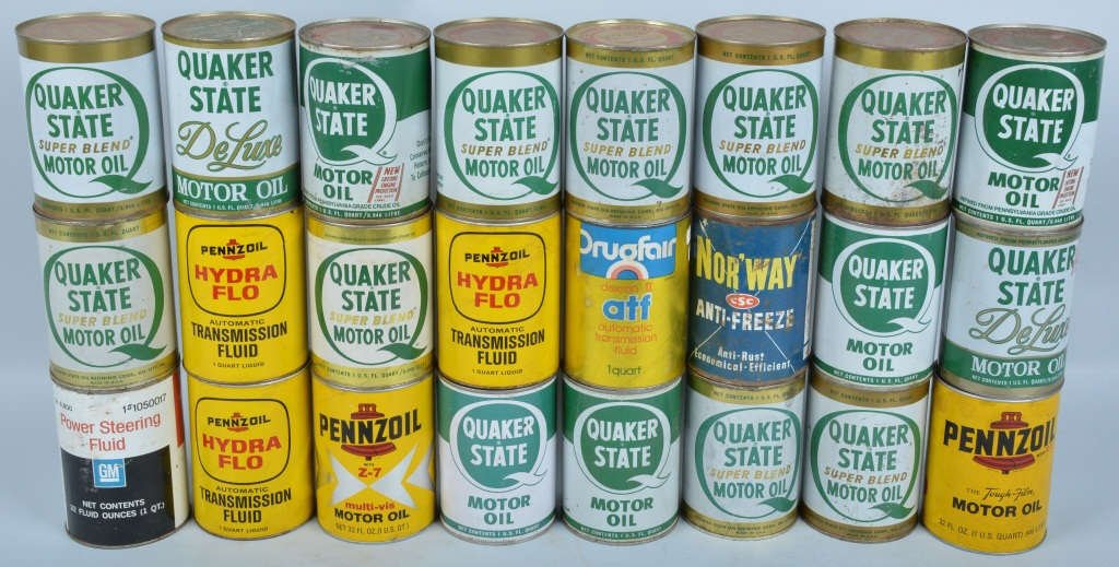 24- Vintage PENNZOIL & QUAKER STATE OIL CANS (1 of 7)