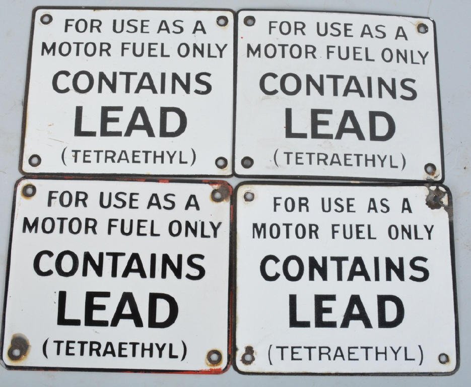 4- CONTAINS LEAD PORCELAIN GAS PUMP SIGNS (1 of 2)