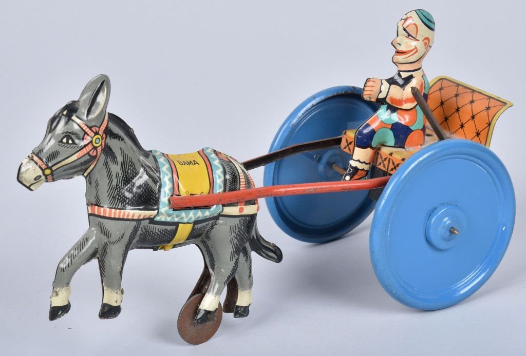 GAMA Tin Windup CLOWN & DONKEY KART (1 of 4)