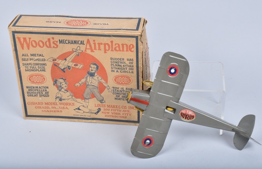 GIRARD Tin Windup WOODS AIRPLANE w/ BOX (1 of 7)