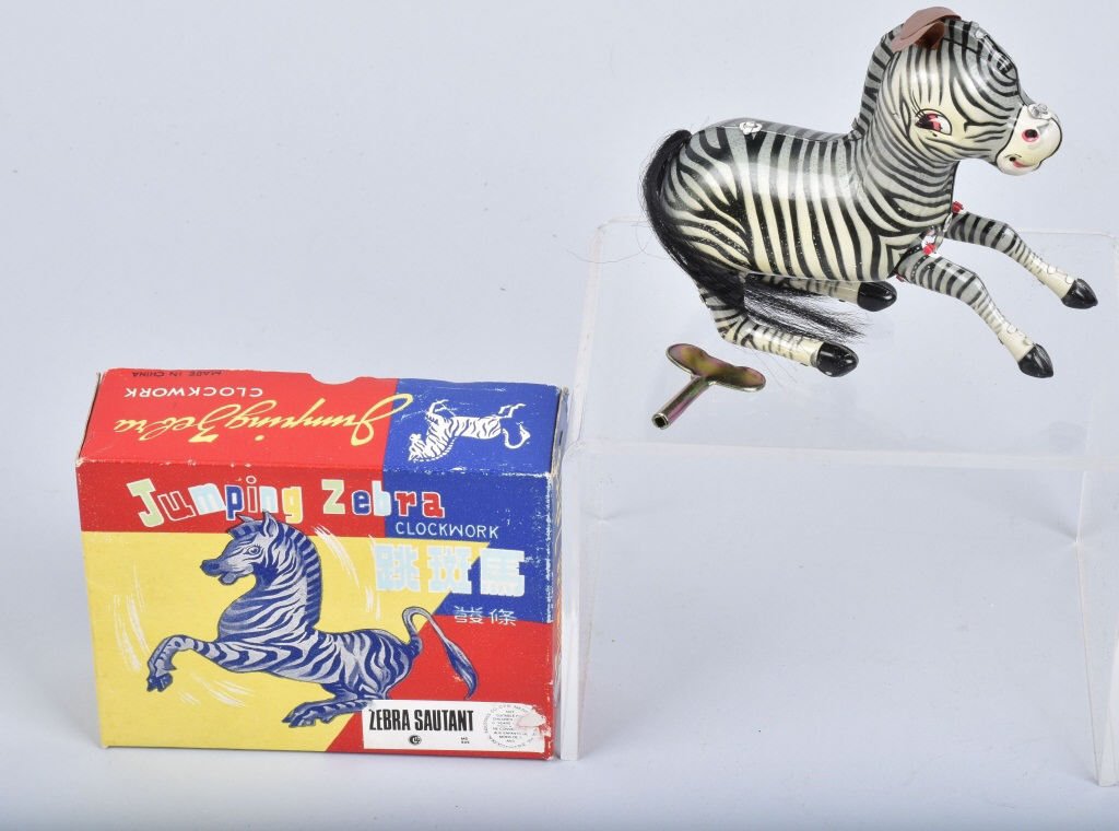 RED CHINA Tin Windup JUMPING ZEBRA w/ BOX (1 of 4)