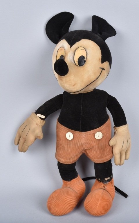 GUND STUFFED MICKEY MOUSE: Nice early Mickey Mouse. Great colors and details. Small slpit at foot. 18" Very Good