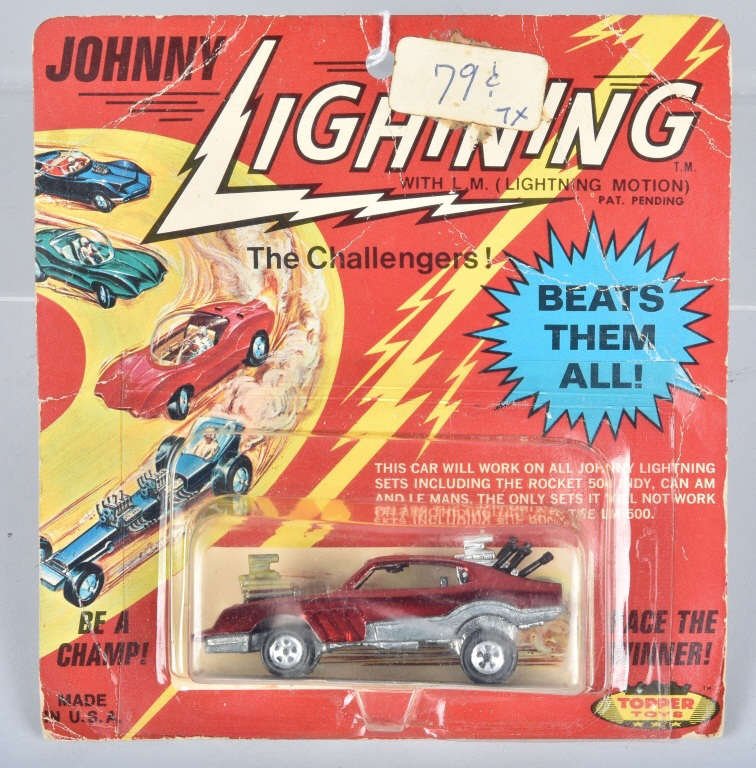 60s JOHNNY LIGHTING MAD MAVERICK: This card is in great shape with minor shelf wear and some creases. bubble is in good shape. Very Good