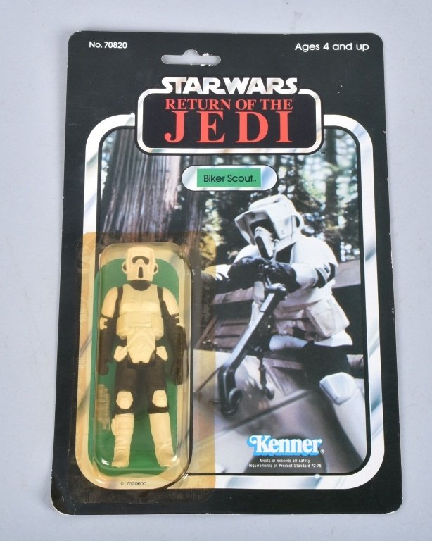 STAR WARS ROTJ 65-B BIKER SCOUT MOC: Star Wars "Return of the Jedi" 65 Back B Biker Scout Action Figure. Figure is mint sealed on the card. Card is crisp. A nice candidate for grading. Near Mint