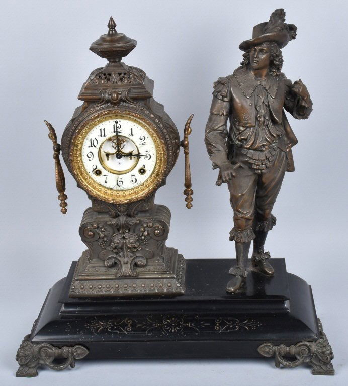 ANSONIA FIGURAL CAST METAL CLOCK (1 of 5)