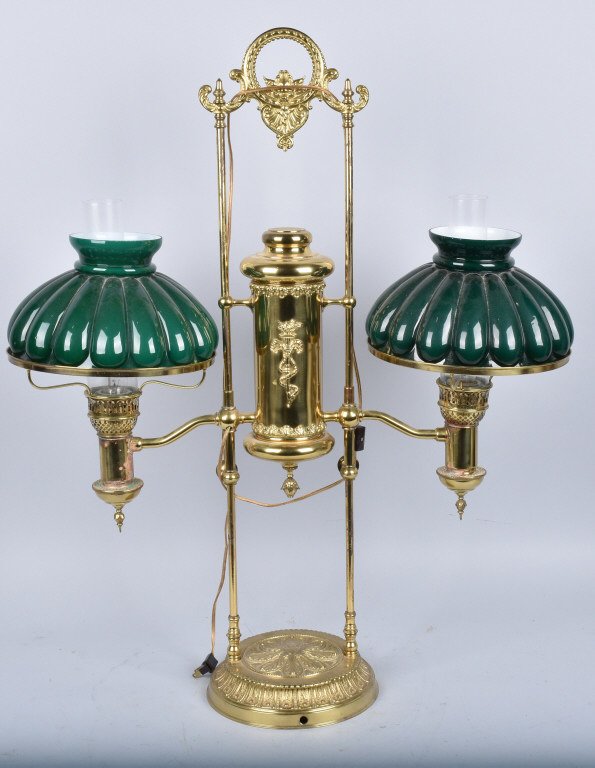 MANHATTAN BRASS CO. DOUBLE POST STUDENT LAMP (1 of 7)