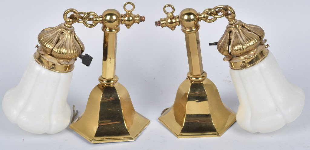 Lot of 2 PERKINS BRASS SCONCE LAMPS, VINTAGE (1 of 3)