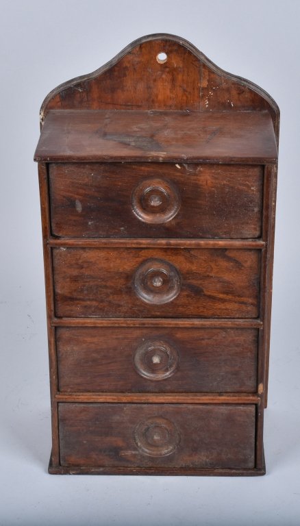 PRIMITIVE WOOD SPICE CABINET, VINTAGE (1 of 4)