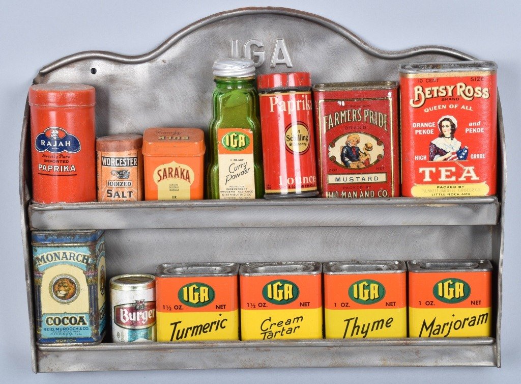 IGA TIN SPICE RACK with TINS & MORE (1 of 5)