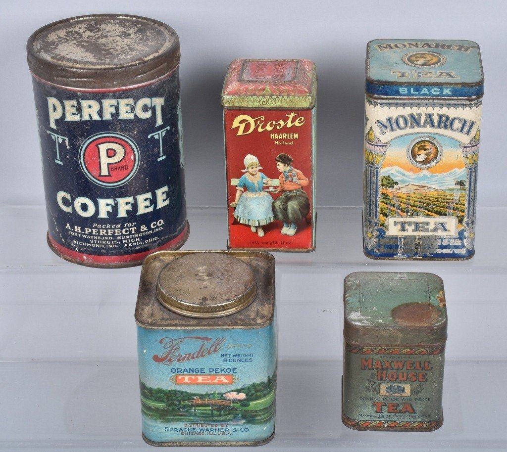 Lot of COFFEE and TEA TINS, & MORE, VINTAGE (1 of 4)