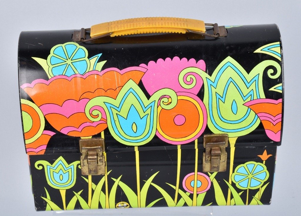 OHIO ART MOD BLACK FLORAL DOME TOP LUNCH BOX (1 of 3)