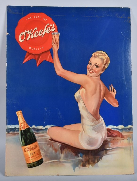 O'KEEFE'S GINGER ALE ADVERTISING SIGN, VINTAGE (1 of 3)