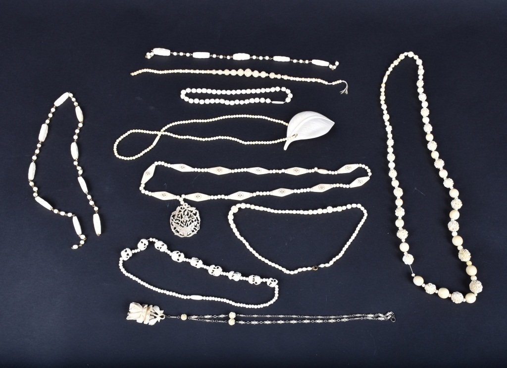 Large group of ANTIQUE IVORY NECKLACES (1 of 6)