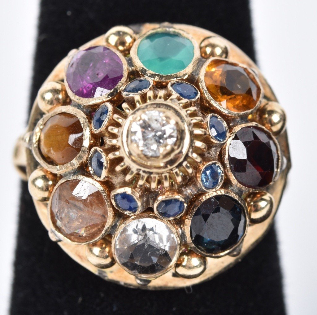 14kt GOLD MULTI STONE CARNIVAL RING (1 of 4)