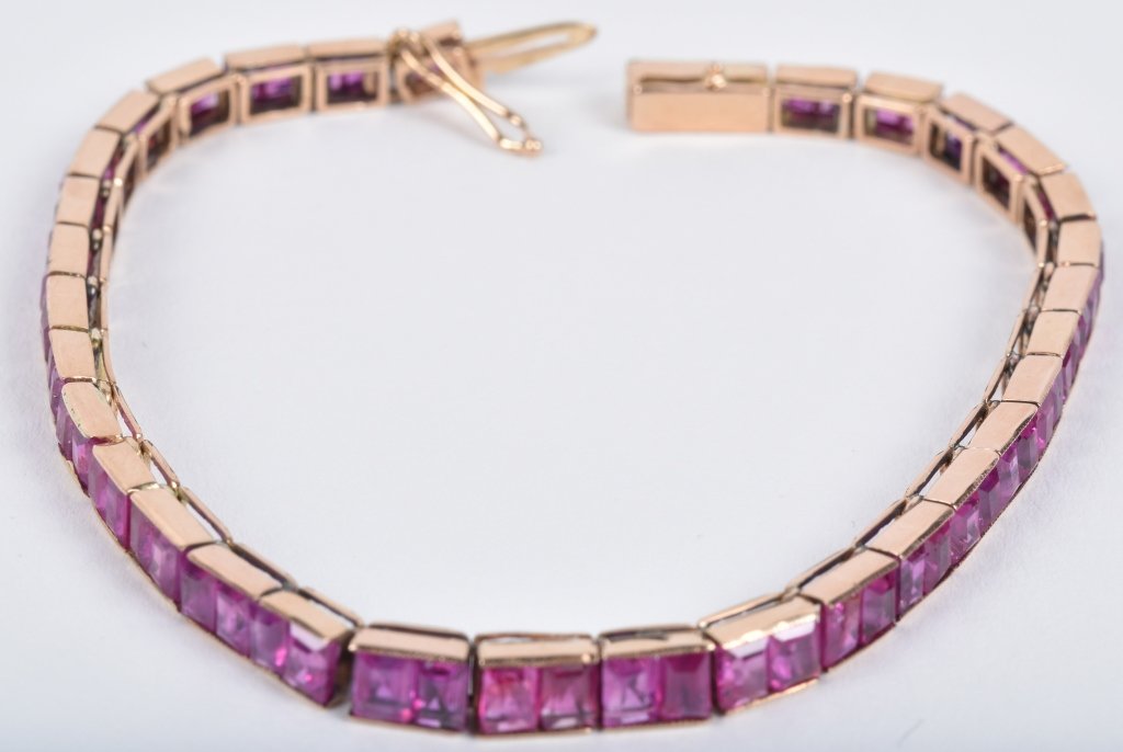 14kt GOLD BURMA RUBY LINE BRACELET (1 of 4)