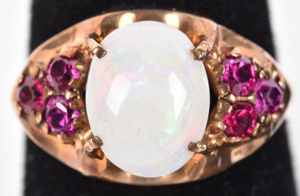 10kt GOLD OPAL & RUBY RING (1 of 4)