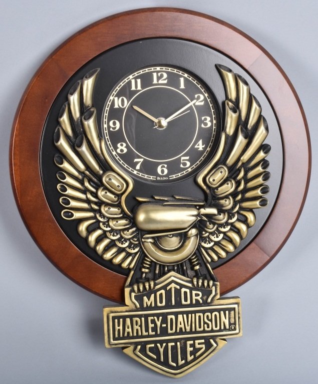 HARLEY DAVIDSON BULOVA CHERRY EAGLE WALL CLOCK