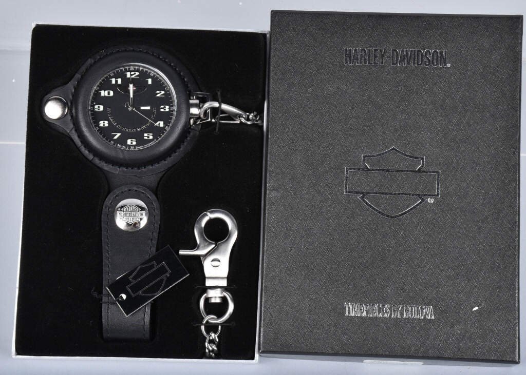 HARLEY DAVIDSON 100TH ANNIVERSARY POCKET WATCH: RARE Harley Davidson 100th Anniversary Pocket Watch #560. Never used still in box with papers. Near Mint