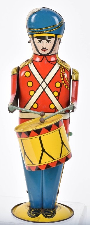 WOLVERINE Tin Windup DRUM MAJOR: Very nice all original toy that works well. 12" Excellent
