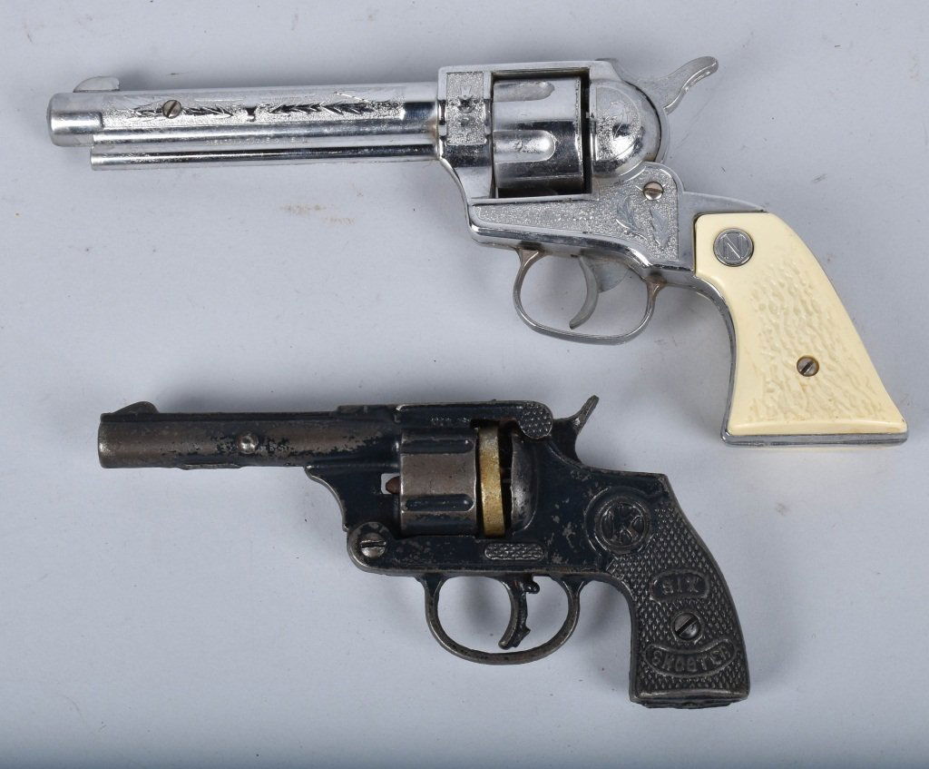 2- CAP GUNS: Includes Kilgore Six Shooter and Nichols Stallion 38. Both work. Very Good