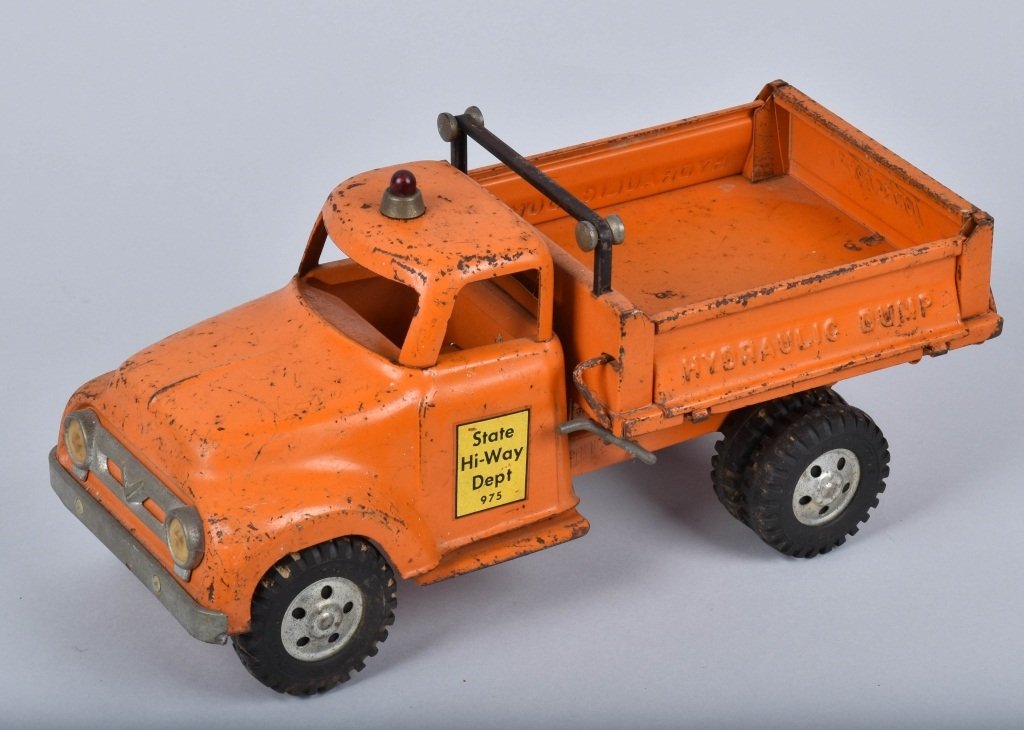TONKA STATE HI-WAY DEPT SIDE DUMP TRUCK: Original Tonka with some wear. 13" Very Good