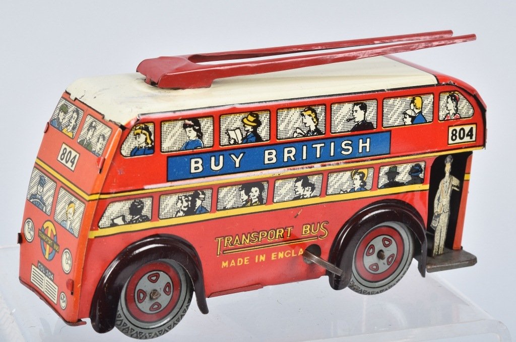 WELL Tin Windup DOUBLE DECKER TRANSPORT BUS (1 of 6)