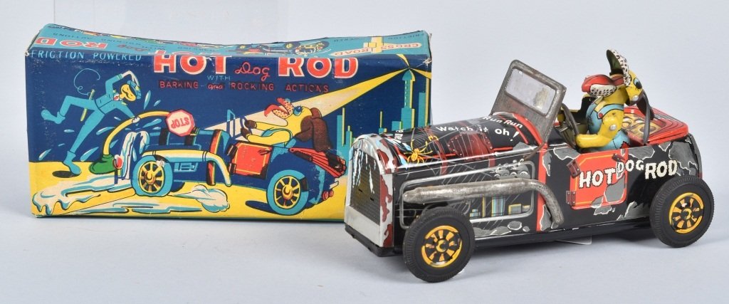 JAPAN Tin Friction HOT DOG ROD w/ BOX (1 of 6)