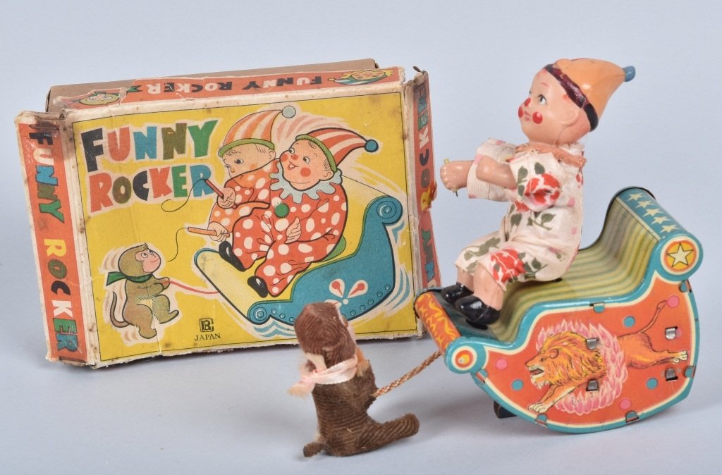 JAPAN Celluloid CLOWN FUNNY ROCKER w/ BOX (1 of 6)