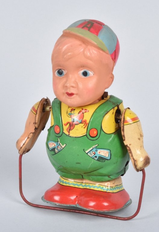 JAPAN Tin & Celluloid Windup JUMP ROPE BOY (1 of 4)