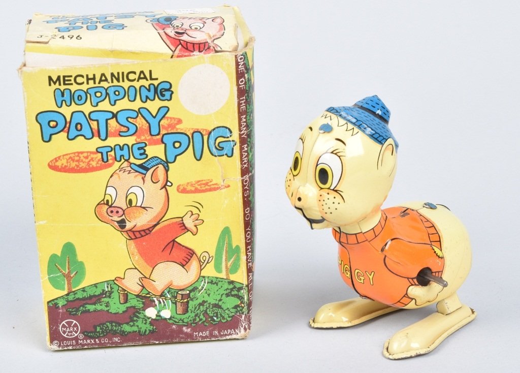 MARX Tin Windup HOPPING PATSY THE PIG w/ BOX (1 of 5)
