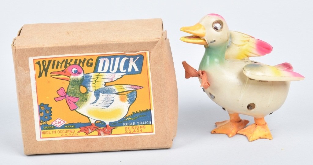 OCCUPIED JAPAN Windup WINKING DUCK w/BOX (1 of 7)