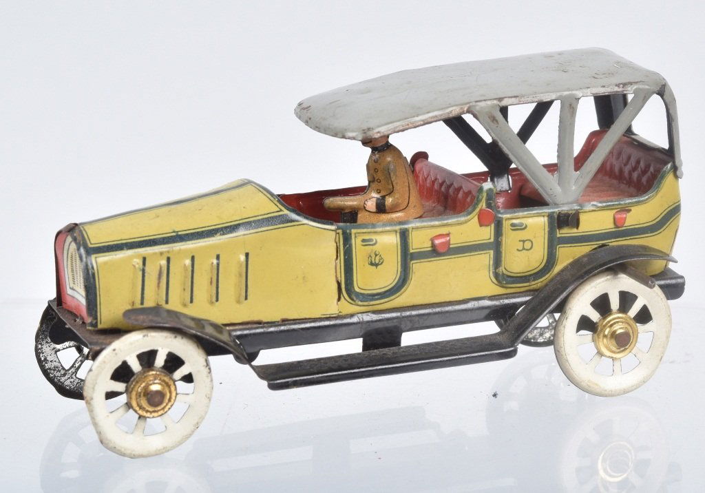 GERMAN Tin Flywheel NICKLE TOY PHEATON CAR (1 of 4)