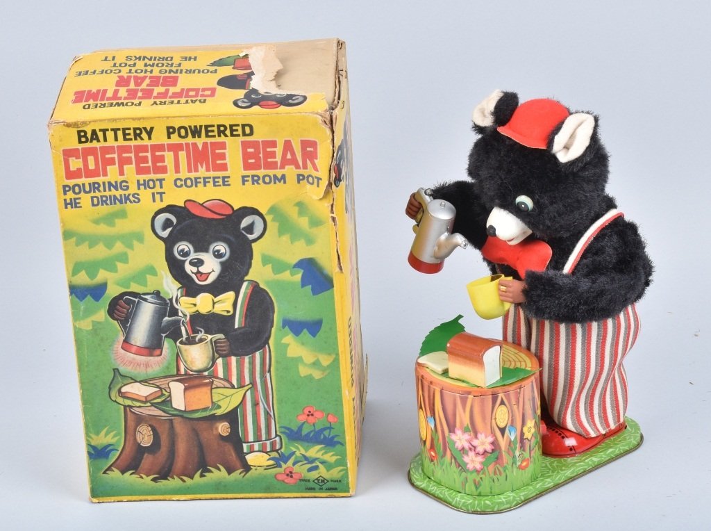 JAPAN Battery Op COFFEE TIME BEAR w/ BOX (1 of 7)